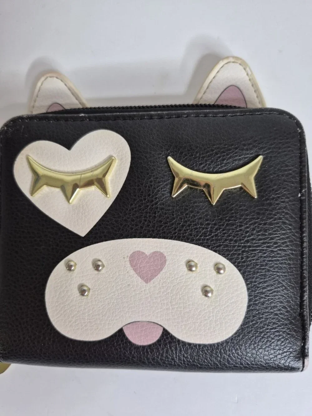 Luv Betsey Johnson Black 3D Cat Face Zip-Around Bifold Wallet 5